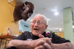 Bill Weber celebrates his 100th birthday with close family and friends at the CU Natural History Museum. (Photo by Glenn Asakawa/University of Colorado)