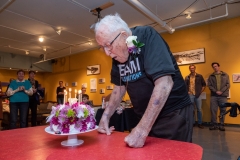 Bill Weber celebrates his 100th birthday with close family and friends at the CU Natural History Museum. (Photo by Glenn Asakawa/University of Colorado)