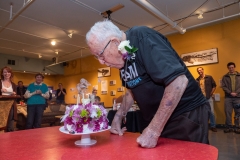 Bill Weber celebrates his 100th birthday with close family and friends at the CU Natural History Museum. (Photo by Glenn Asakawa/University of Colorado)