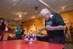 Bill Weber celebrates his 100th birthday with close family and friends at the CU Natural History Museum. (Photo by Glenn Asakawa/University of Colorado)