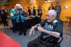 Bill Weber celebrates his 100th birthday with close family and friends at the CU Natural History Museum. (Photo by Glenn Asakawa/University of Colorado)