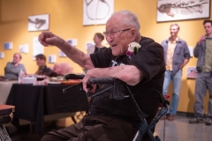 Bill Weber celebrates his 100th birthday with close family and friends at the CU Natural History Museum. (Photo by Glenn Asakawa/University of Colorado)